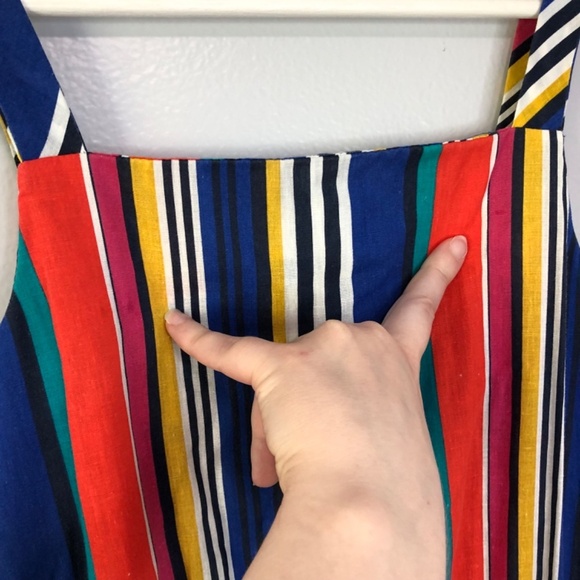 Vintage Rainbow Striped Sleeveless Dress With Pockets USA - Picture 8 of 13